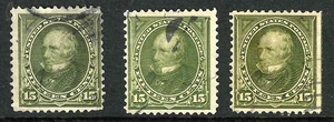 Sc #284 Sahdes Study 3 Different 15 Cent Clay Bureau 1894-95 US 91B65 - Picture 1 of 4