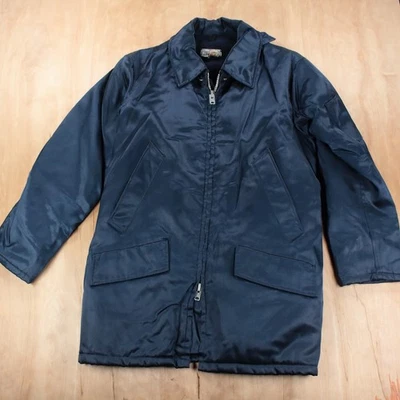 винтажный сделано в США Caleb V smith куртка большой синий блестящий спецодежда коготь молнии 60-х 70-х - Изображение 1 из 4