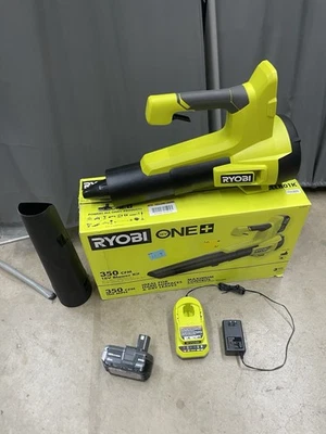 Ryobi One+ 18V 喷射风扇吹叶机 350 CFM 带 4 Ah 电池和充电器 PCLLB01K — 第 1/4 张图片