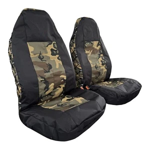 Fundas de asiento de lona para auto camión SUV furgoneta desierto camuflaje negro táctico delantero - Imagen 1 de 2