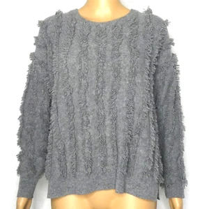 Suéter a rayas con flecos Madewell gris Usado en excelente estado cuello redondo gris XS Usado en excelente estado - Imagen 1 de 7