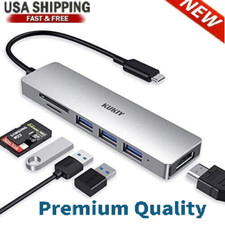 New USB C Hub HDMI 6 in 1 Portable Dongle 3 USB 3.0 Ports SD/Micro SD Card