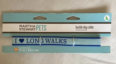 ¡NUEVO! Collar de perro azul mediano Martha Stewart Pets 'I Heart Long Walks' Foto 1 de 3
