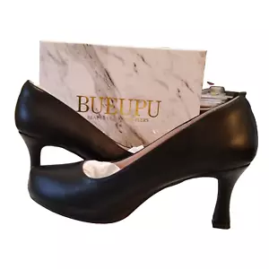 BUEUPU Women's Chunky High Heels Closed Pointed Toe Pumps Dress Shoes SZ 7 - Picture 1 of 9