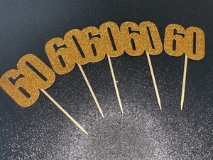 24 Piezas Cupcakes Topper Fiesta Decoración Bronce Sesenta Fabuloso Cumpleaños Brillo - Imagen 1 de 3