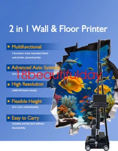 3 in 1 Vertical 3D /7D Floor & Wall Printer Machine 3M*6M 220V & 2pcs Epson DX10 - Picture 1 of 13