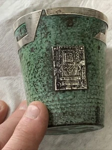 Peruanischer Stil 925 Sterling Silber/Kupfer Inka Maya Azteken Gefäß Tasse - Bild 1 von 16