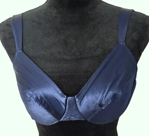 Vintage Victoria's Secret Second Skin Satin Navy Blue Bra 34C - Picture 1 of 4