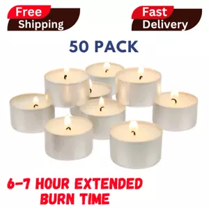 Stonebriar Confezione 50 Candele Tea Light Senza Profumo con (6-7) Ore di Bruciatura Prolungato - Foto 1 di 5
