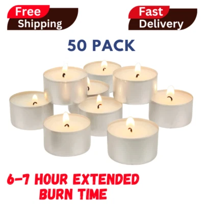 Stonebriar Paquete de 50 velas de luz de té sin perfume con (6-7) horas de tiempo de combustión extendido Foto 1 de 4