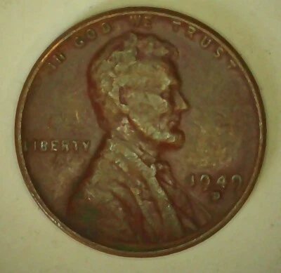 1949 D LINCOLN WHEAT PENNY ERROR DOUBLE DIE ON DATE, MINT MARK, AND IN GOD - Image 1 of 4
