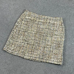 * Loft Tweed kurzer Rock Schimmer Pailletten gelb schwarz gold grau Winter Neu mit Etikett US 6 - Bild 1 von 5