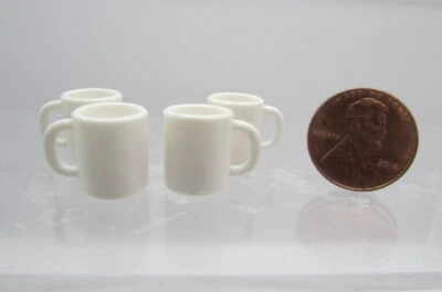 AZTEC Dollhouse Miniature White Coffee Cup / Mug Set of 4 G7323
