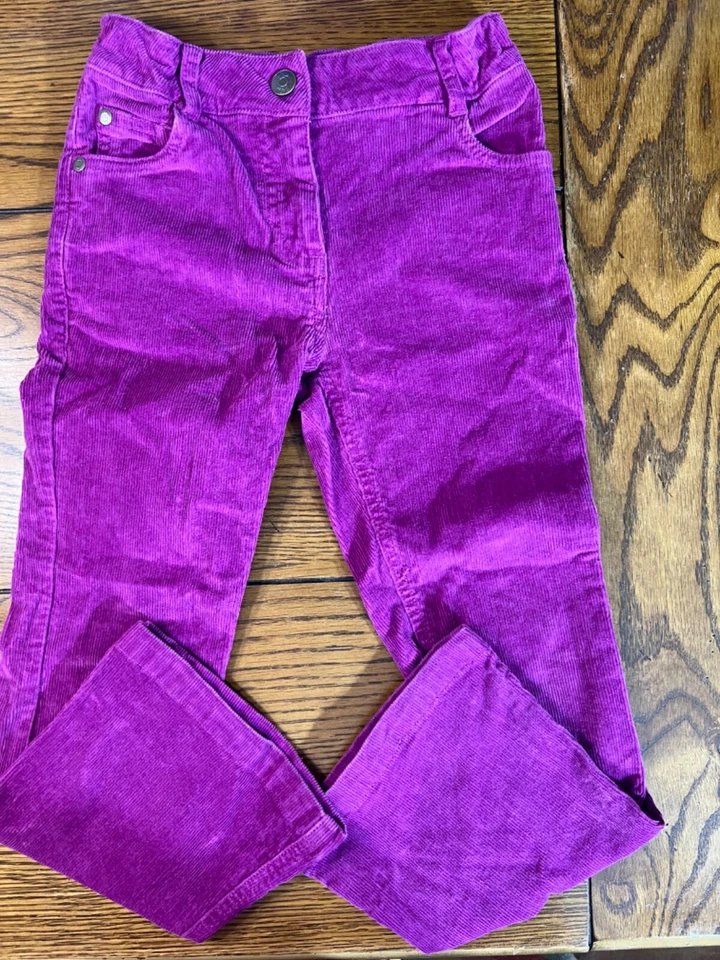 Mini Boden Purple Corduroy Pants EUC Girls Fine Cord Adjustable Waist Size 7 - Image 1 of 3