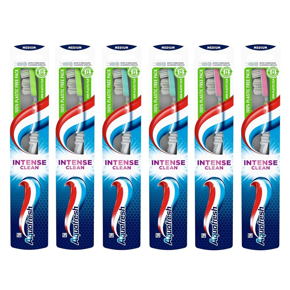 6pz Spazzolino da denti manuale Aquafresh Intense Clean morbido colori assortiti - Immagine 1 di 4