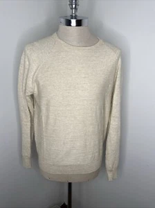 J Crew Men Sweater Pullover M Tan Oatmeal Slim Fit Cotton Sweatshirt Crew Neck - Picture 1 of 7