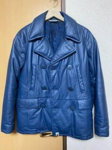 A BATHING APE LEATHER DOWN P-COAT BAPE VAPE NIGO - Picture 1 of 8