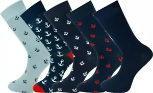 Mysocks 5 Pairs Anchor Design Combination Combed Cotton Socks - Picture 1 of 4