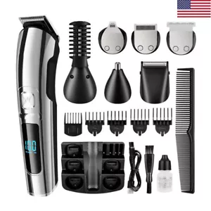 Men's Beard Trimmer Hair Clipper Waterproof Electric Body Shaver Grooming Kits - Picture 1 of 12