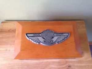 HARLEY DAVIDSON 100th ANNIVERSARY WOODEN JEWELRY BOX WITH VINTAGE BRACELET - Picture 1 of 12