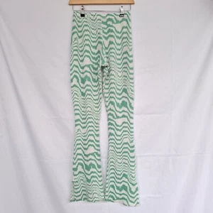 Pantalone donna funky 8 senza marchio verde psichedelico anni 70 revival - Foto 1 di 6