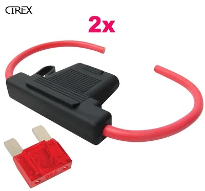 2x Inline Blade Fuse Holder Maxi 50AMP w/ 8AWG Tails + 50A Fuse Waterproof Cirex - Image 1 of 4