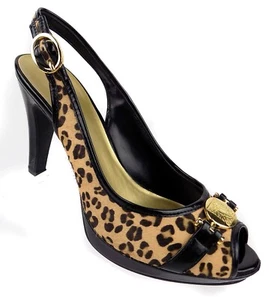 AK Anne Klein Womens Dress Heels 8M Mawestiem Animal Print Peep Toe Slingback - Picture 1 of 11