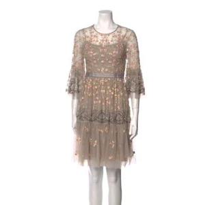 Needle & Thread Lace Climbing Blossom Mini Dress Size XS US 2 Gray - Picture 1 of 5