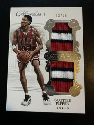 2017-18 Flawless Dual Patch Scottie Pippen #DP-SPP GAME USED 3-COLOR /25 - Image 1 of 2