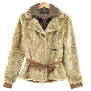 Khujo Faux Fur Beige Short Jacket Casual Womens Kf5 Size L Large - Picture 1 of 8