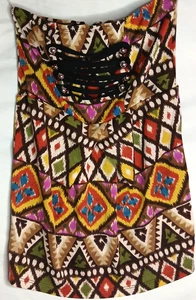 Top Elanishop M multicolore tribale Ikat stampa supporto incrociato davanti Boho USA - Foto 1 di 7