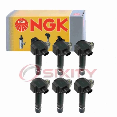 6 pc NGK Ignition Coils for 2019 Honda Passport 3.5L V6 Spark Plug Wire Boot ty - Image 1 of 4