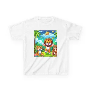 Colorful Jungle Animals Kids Tee, Summer Fun T-Shirt, Birthday Gift, [...] - Picture 1 of 9