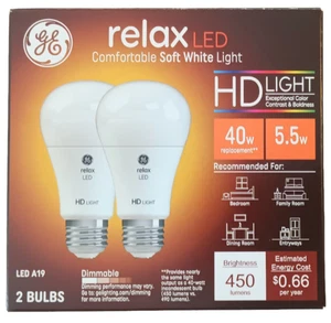 GE 2 pack 40W Relax A19 LED Light Bulbs Soft White - Picture 1 of 4