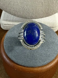 925, Sterling Silber Ring blauer Lapis Stein Größe 12 signiert "QT" - Bild 1 von 8