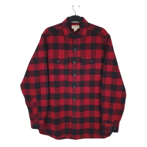 L.L.BEAN Red Check Shirt Chamois Thick Flannel Plaid Long Sleeve Cotton Mens M - Picture 1 of 4