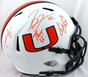Lewis/Gore/Sapp Autographed Miami Hurricanes F/S Lunar Speed Helmet-BeckettWHolo - Picture 1 of 9