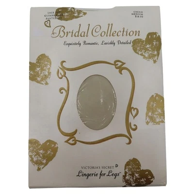 Victorias Secret Bridal Collection Medium Lace Top Glimmer Leg Pantyhose Cream - Image 1 of 4