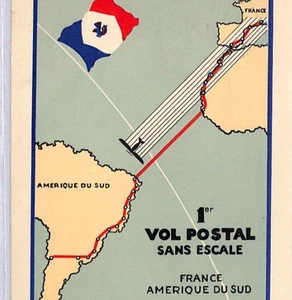 FRANCE Air *RAID INTERROMPU* 1935 Transatlantic ART First Flight Postcard YZ243 - Picture 1 of 12