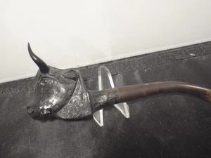 Vintage Bull Steer Head Genuine Italian Black Briar Wood Carved Smoking Pipe - Picture 1 of 5
