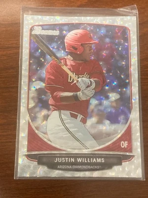 JUSTIN WILLIAMS 2013 BOWMAN SILVER ICE ARIZONA DIAMONDBACKS CARD #BDPP94 - Image 1 of 2