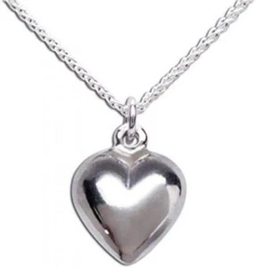 925 Sterling Silver Puff Heart Charm Necklace For Girls Teens Women Jewelry Gift - Picture 1 of 5