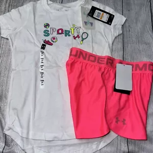 Under Armour Girls Sporty Outfit Set Bright Pink Shorts NEW - Picture 1 of 1