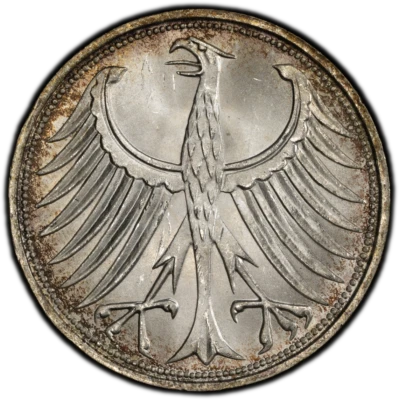 1964-F FEDERAL REPUBLIC OF GERMANY 5 DEUTSCHE MARK PCGS MS65 (03981) - Image 1 of 2