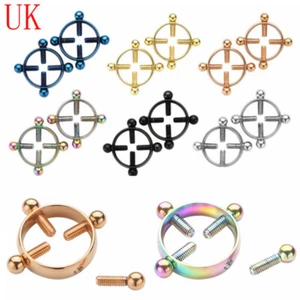 Non-Piercing Nipple Rings Surgical Steel Shields Screw Body Piercing Circle AU - Picture 1 of 40