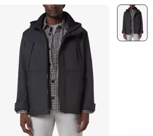 ANDREW MARC CAGNEY COAT MEN GREY TOMPKINS MICRO-HOUNDSTOOTH FLEECE-LINED SIZE M - Picture 1 of 13