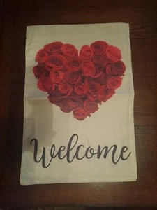 NEW Home & Garden 1pc Double Sided Welcome Red Roses Garden Flag 12x18 - Picture 1 of 1