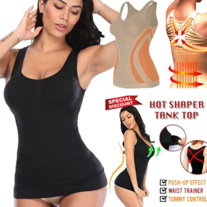 Women Padded Vest Firm Tummy Compression Tank Top Slimming Body Shaper Caimsole - Picture 1 of 14