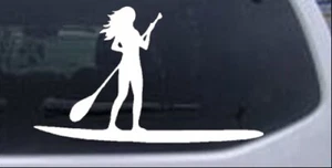 Stand Up Paddleboard Woman Girl Car Truck Window  Decal Sticker White 8X5.0 - Picture 1 of 1