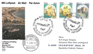 Lufthansa primo volo Bari - Francoforte 1 aprile 1989 LH1509 - Foto 1 di 1